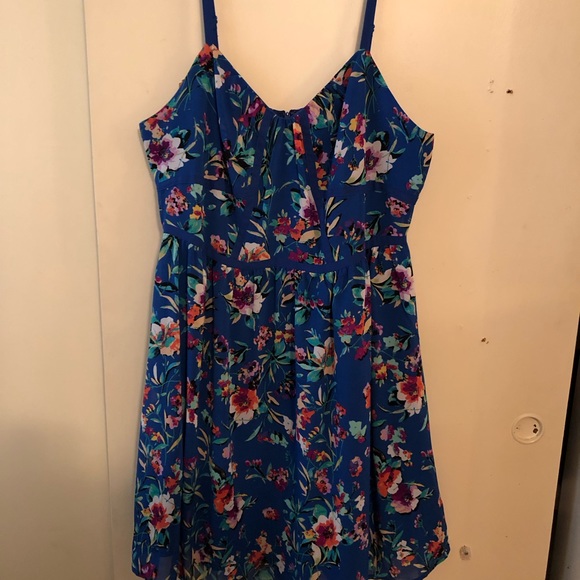 Nicole By Nicole Miller size 16 Blue Floral Fit Flare Adjustable Strap Dress - Picture 3 of 3